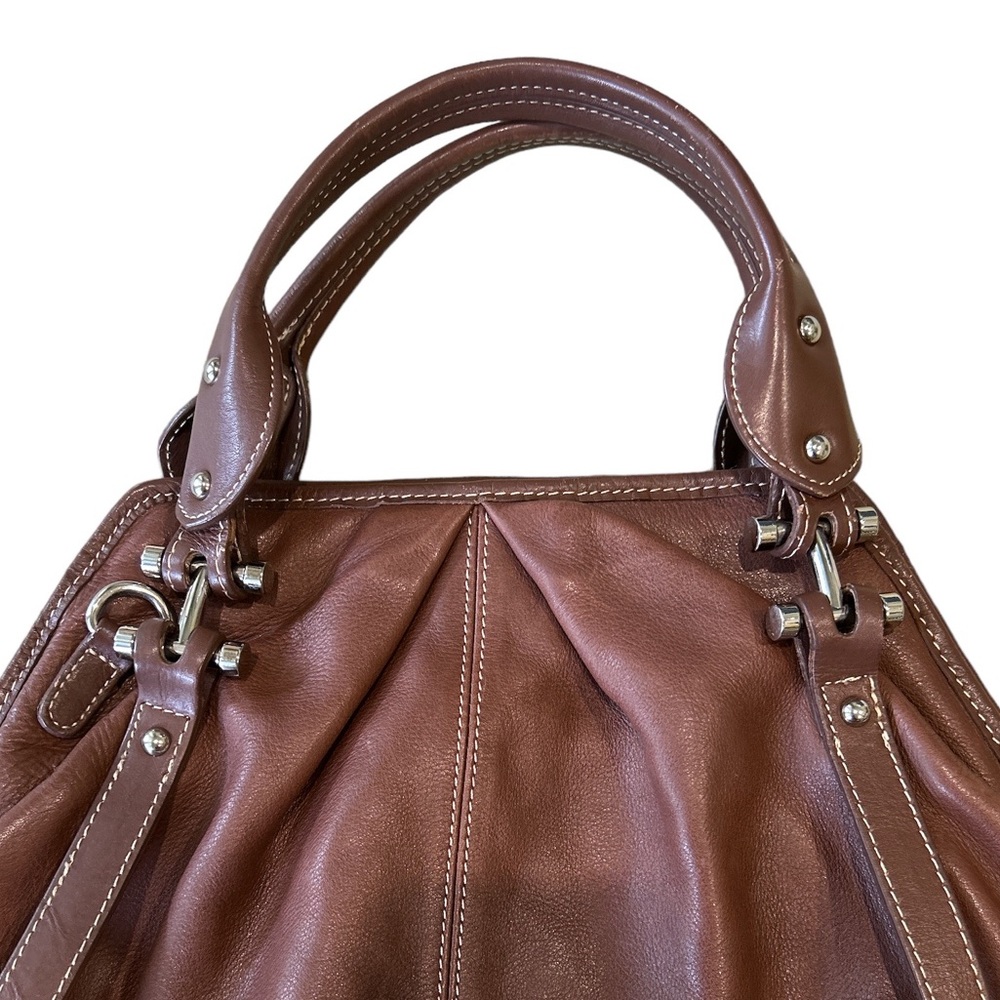 Barr + Barr Brown Leather Handbag Satchel Purse - Picture 10 of 16